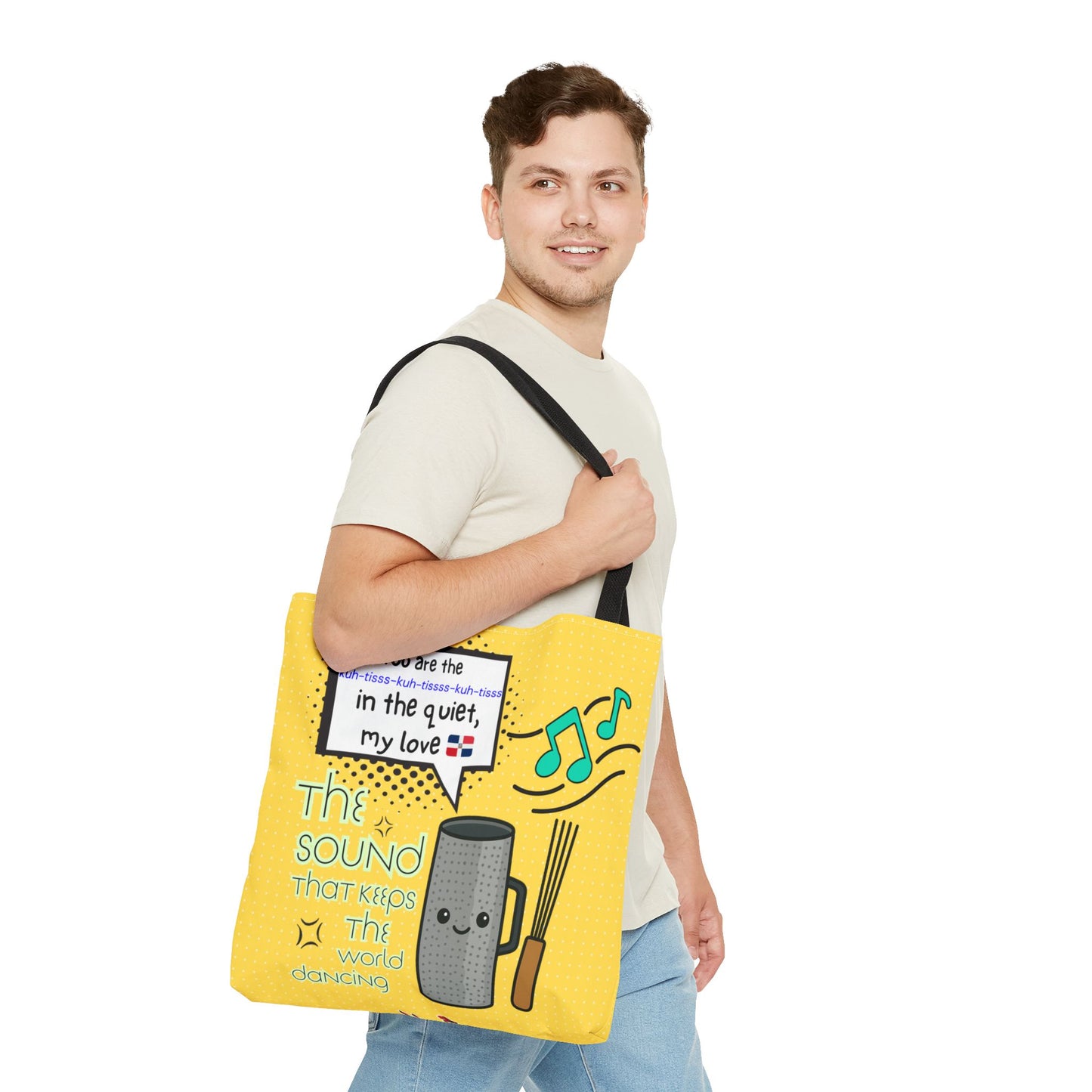 "The Sound That Makes the World Move / El Sonido Que Mueve el Mundo" – Güira Tote Bag