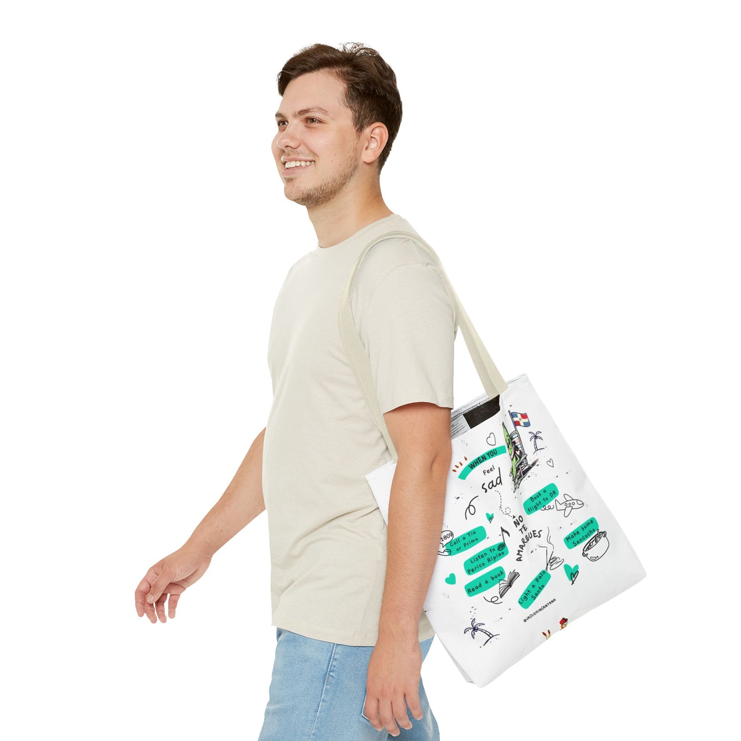 "When You Feel Sad, No Te Amargues" – Dominican Mood-Lifter Tote Bag
