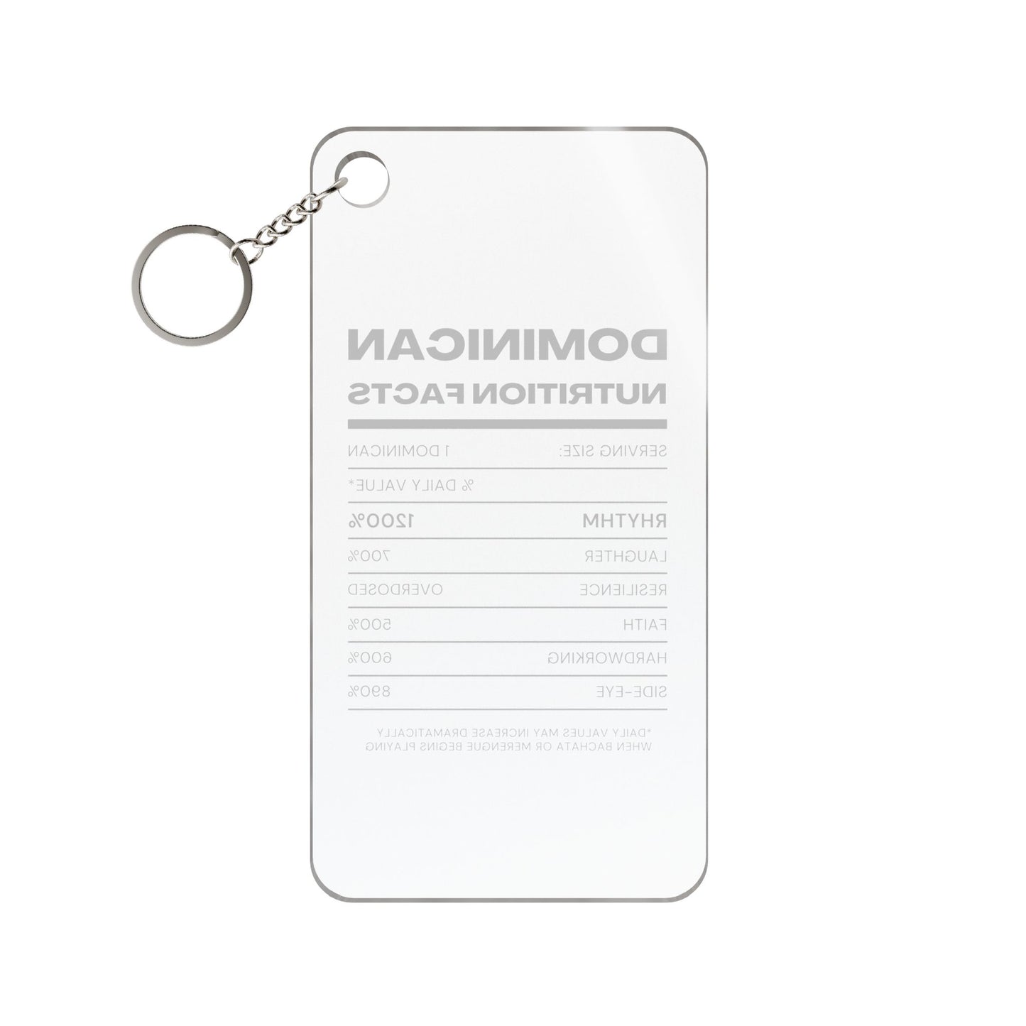 Dominican Nutrition Facts Keychain Charm — Inspirational Heritage Gift