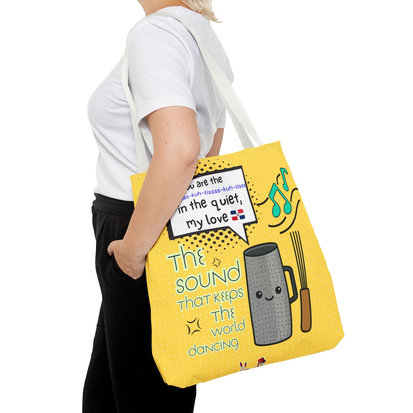 "The Sound That Makes the World Move / El Sonido Que Mueve el Mundo" – Güira Tote Bag