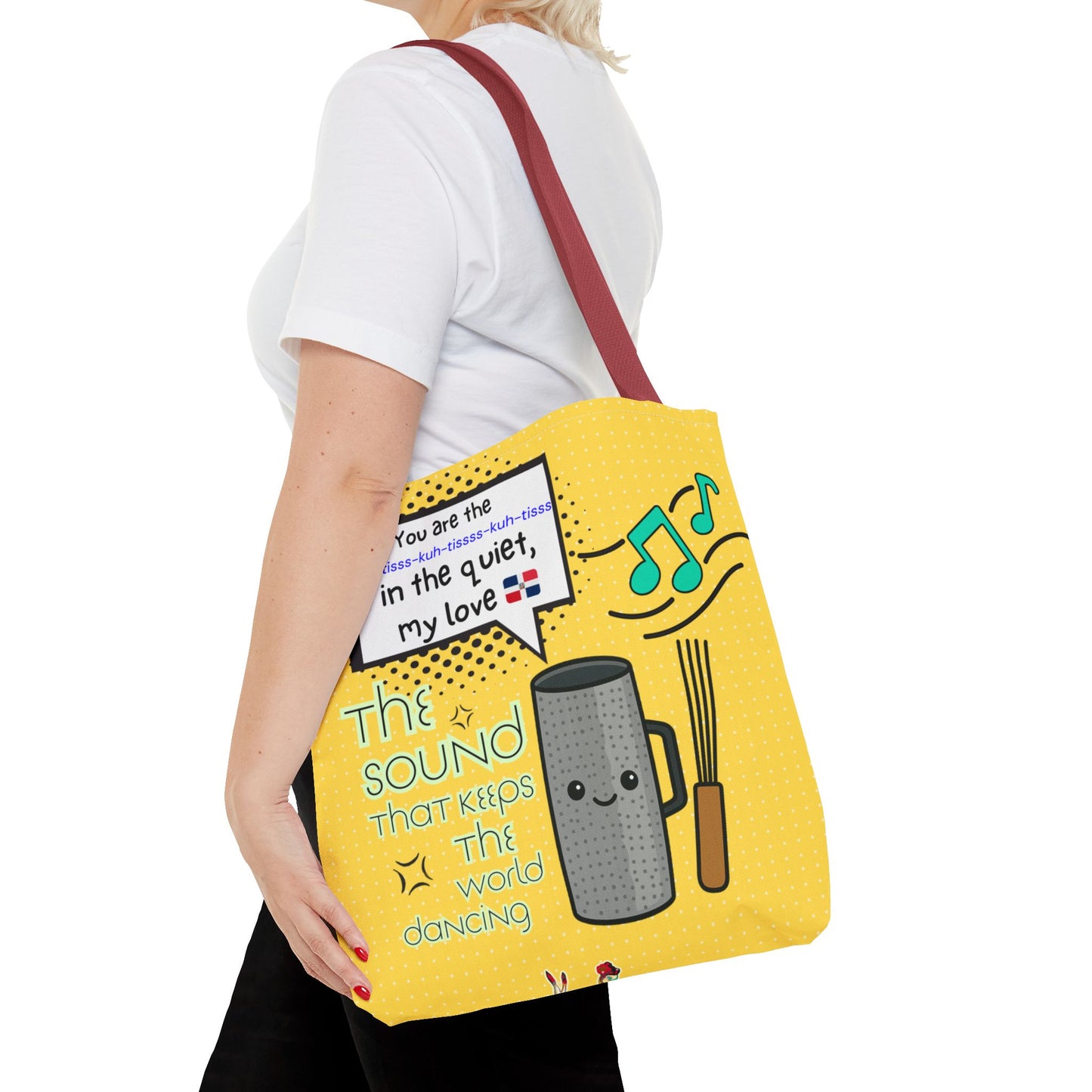"The Sound That Makes the World Move / El Sonido Que Mueve el Mundo" – Güira Tote Bag