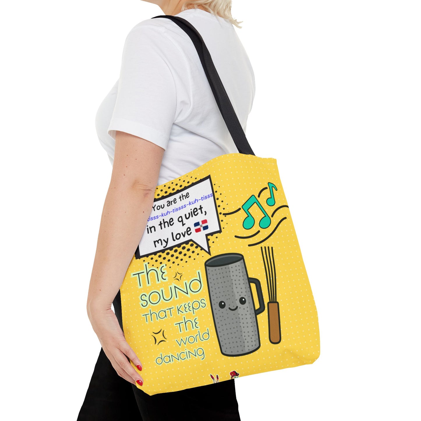 "The Sound That Makes the World Move / El Sonido Que Mueve el Mundo" – Güira Tote Bag