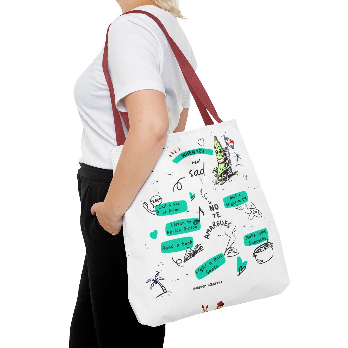 "When You Feel Sad, No Te Amargues" – Dominican Mood-Lifter Tote Bag