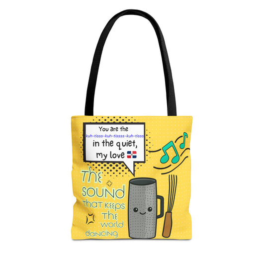 "The Sound That Makes the World Move / El Sonido Que Mueve el Mundo" – Güira Tote Bag