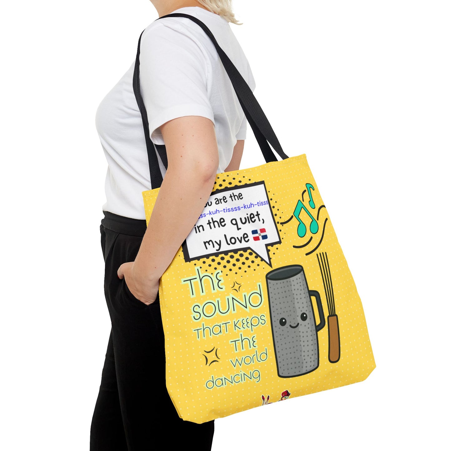 "The Sound That Makes the World Move / El Sonido Que Mueve el Mundo" – Güira Tote Bag