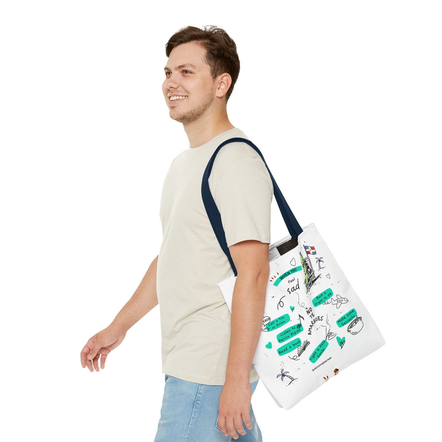 "When You Feel Sad, No Te Amargues" – Dominican Mood-Lifter Tote Bag