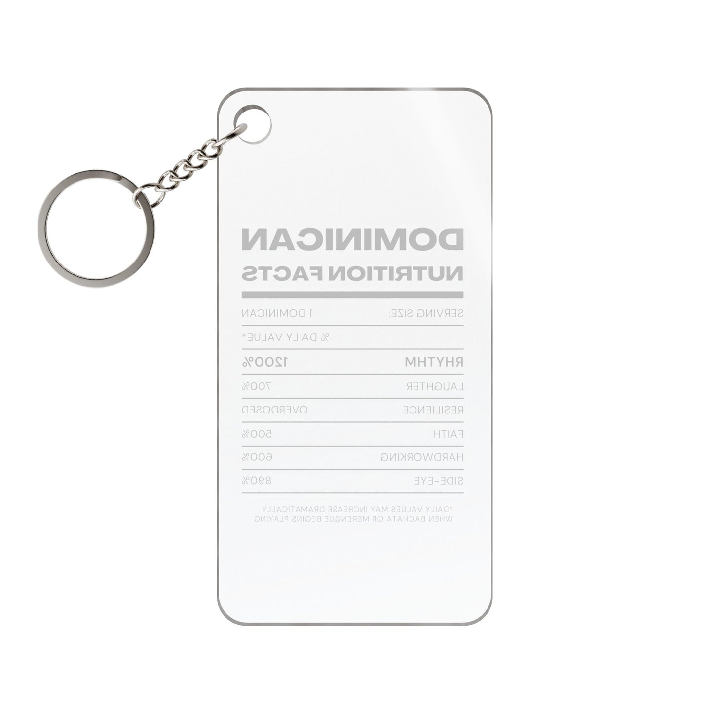 Dominican Nutrition Facts Keychain Charm — Inspirational Heritage Gift