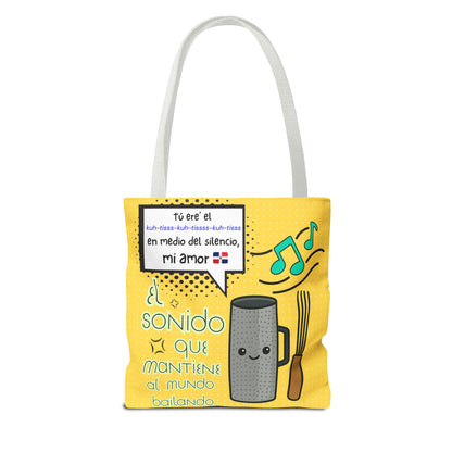 "The Sound That Makes the World Move / El Sonido Que Mueve el Mundo" – Güira Tote Bag