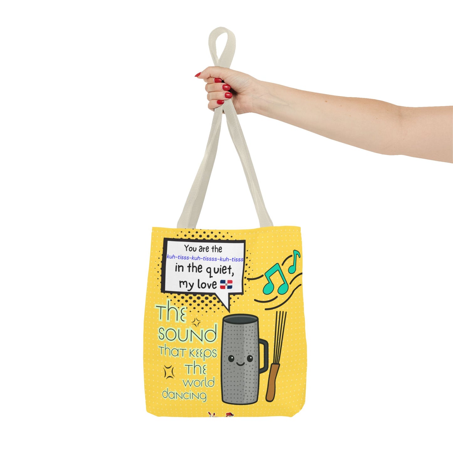 "The Sound That Makes the World Move / El Sonido Que Mueve el Mundo" – Güira Tote Bag