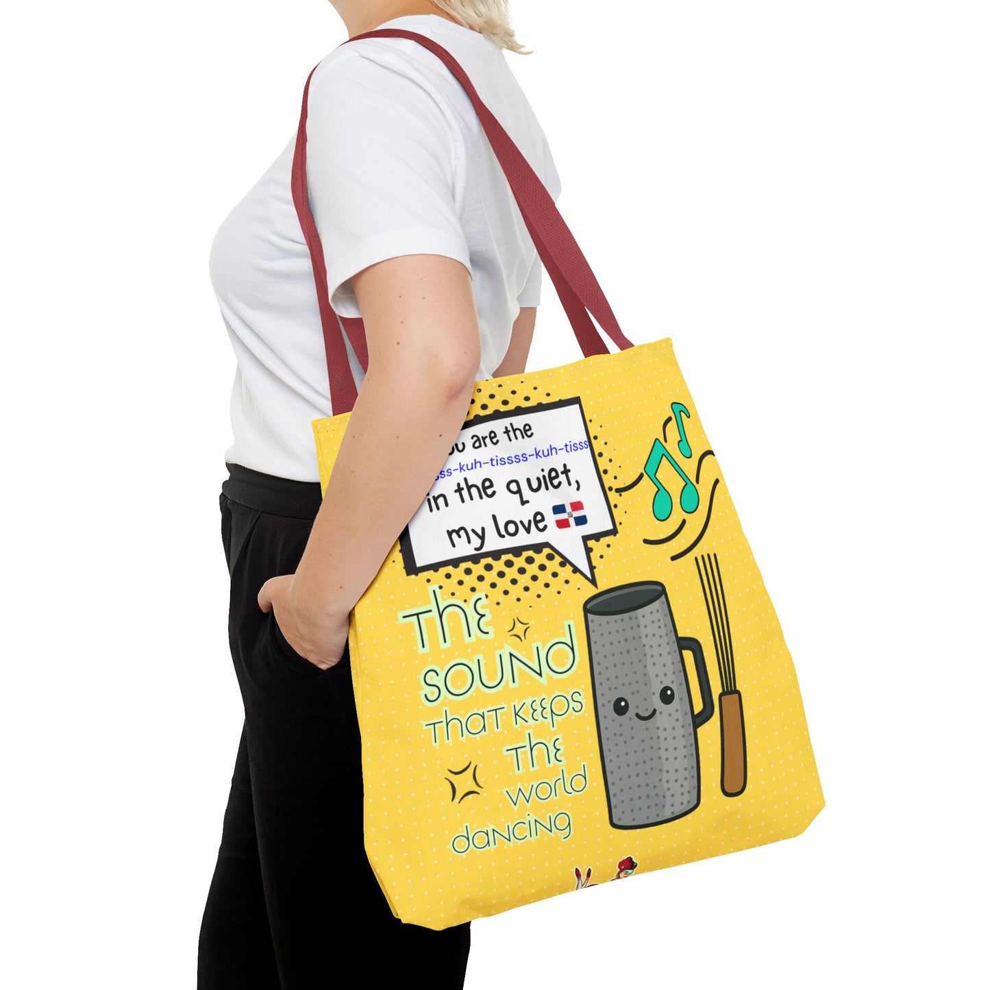 "The Sound That Makes the World Move / El Sonido Que Mueve el Mundo" – Güira Tote Bag