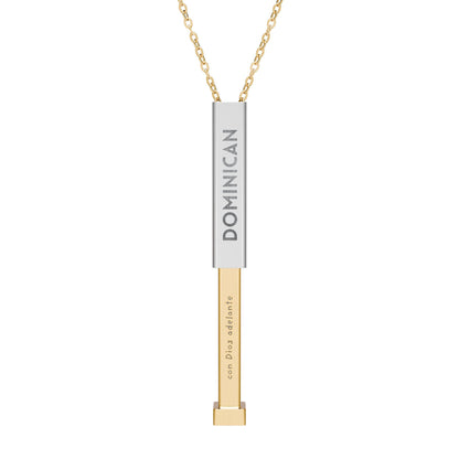 Dominican Hidden Message Sliding Bar Necklace — Con Dios Adelante