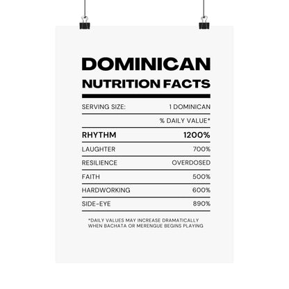 Dominican Nutrition Facts Matte Poster — Print Celebrating Culture & Pride