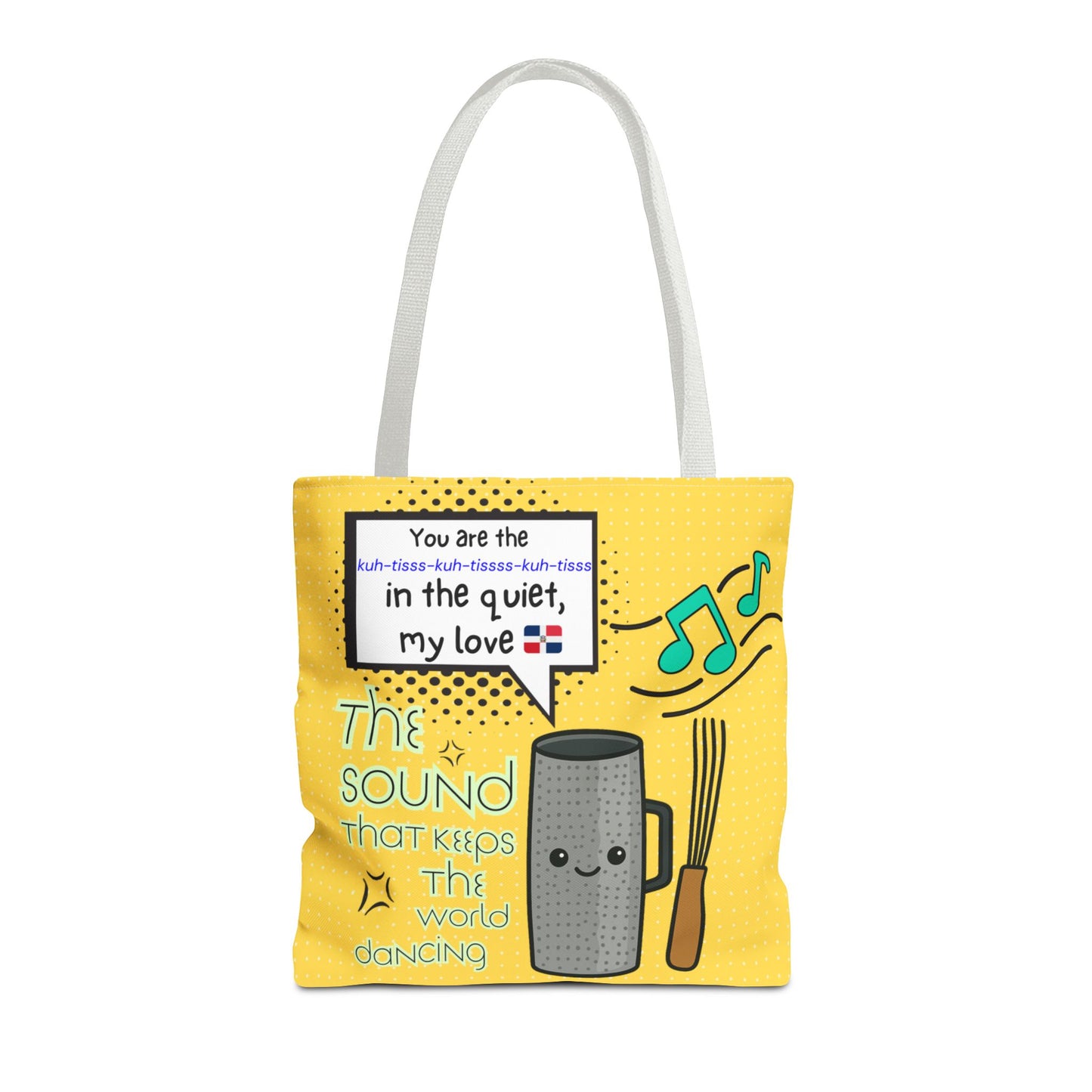 "The Sound That Makes the World Move / El Sonido Que Mueve el Mundo" – Güira Tote Bag