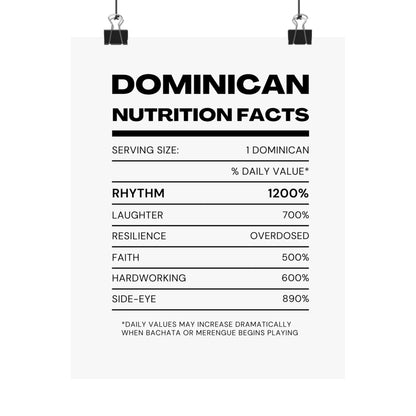 Dominican Nutrition Facts Matte Poster — Print Celebrating Culture & Pride