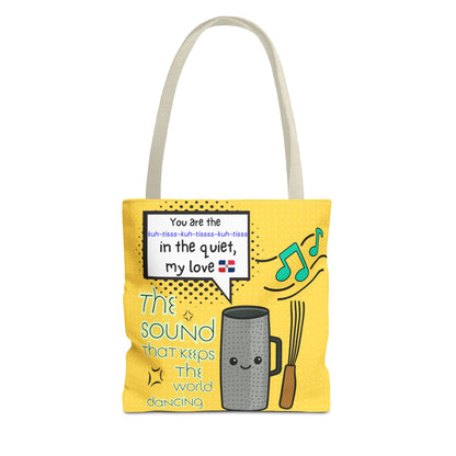 "The Sound That Makes the World Move / El Sonido Que Mueve el Mundo" – Güira Tote Bag
