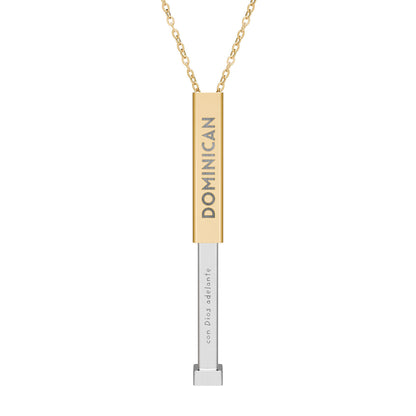 Dominican Hidden Message Sliding Bar Necklace — Con Dios Adelante
