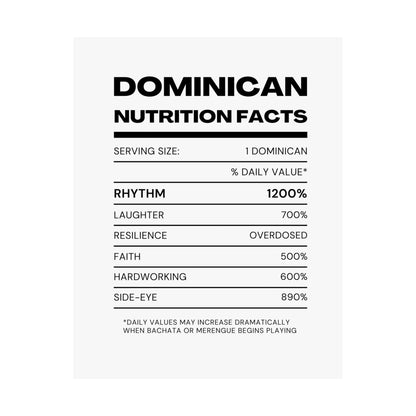 Dominican Nutrition Facts Matte Poster — Print Celebrating Culture & Pride