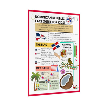 Dominican Republic Educational Rolled Poster for Kids - Fun Facts