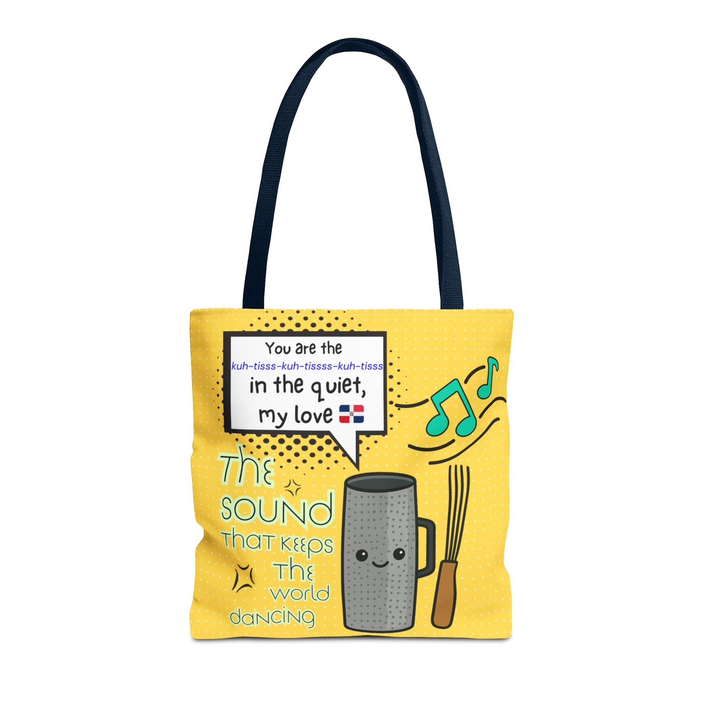 "The Sound That Makes the World Move / El Sonido Que Mueve el Mundo" – Güira Tote Bag