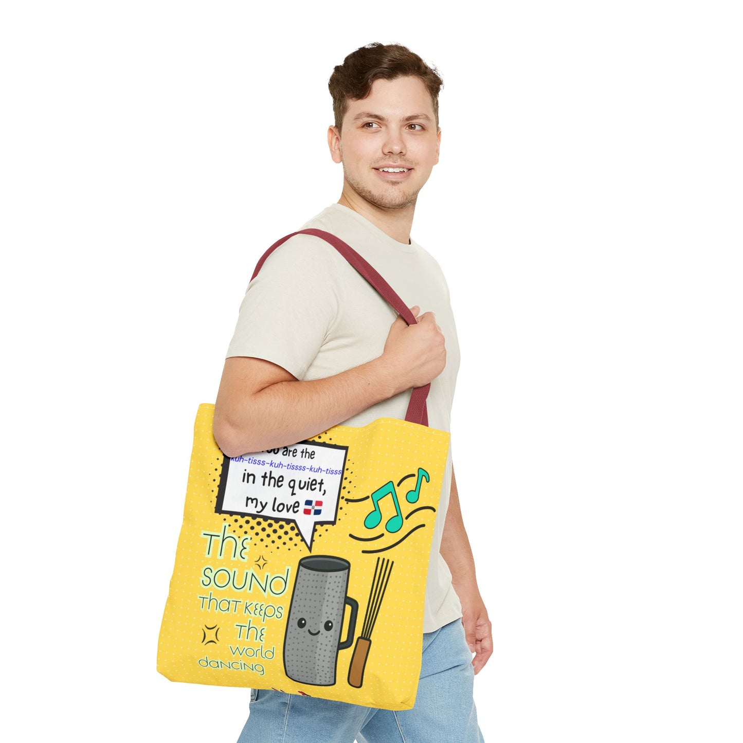 "The Sound That Makes the World Move / El Sonido Que Mueve el Mundo" – Güira Tote Bag