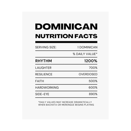 Dominican Nutrition Facts Matte Poster — Print Celebrating Culture & Pride