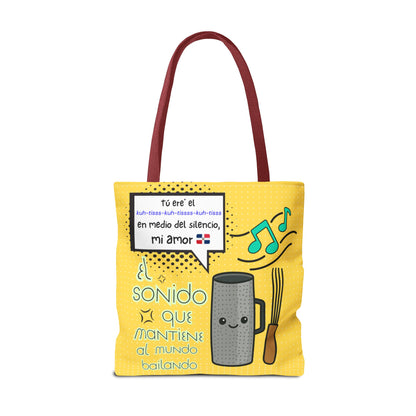 "The Sound That Makes the World Move / El Sonido Que Mueve el Mundo" – Güira Tote Bag
