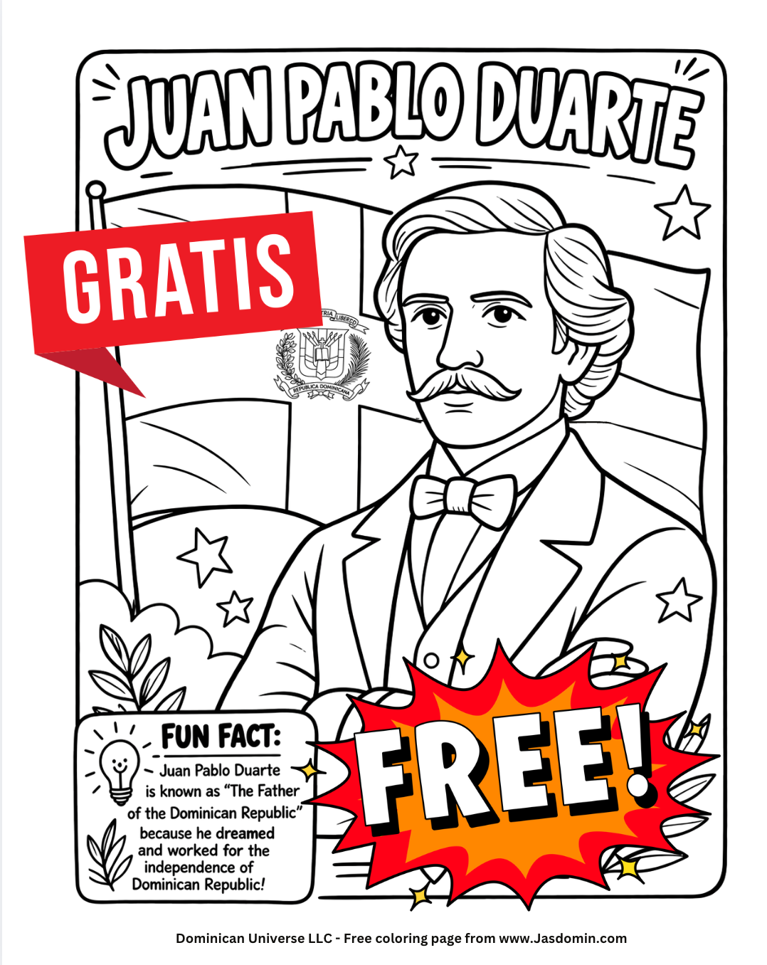Juan Pablo Duarte Dominican Coloring Page